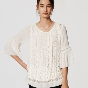 LOFT Tops - NWT LOFT 'Lacy' white bell sleeve top LOFT Tops - NWT LOFT 'Lacy' white bell sleeve top